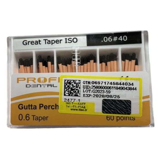 گوتا پرکا 6 درصد Profa Gutta Percha Point | دندونیا | فروشگاه تخصصی تجهیزات و مواد دندانپزشکی 🦷 گوتا پرکا 6 درصد Profa Gutta Percha Point