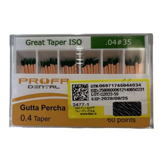 گوتا پرکا 4 درصد Profa Gutta Percha Point | دندونیا | فروشگاه تخصصی تجهیزات و مواد دندانپزشکی 🦷 گوتا پرکا 4 درصد Profa Gutta Percha Point