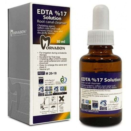 شست و شو دهنده کانال Morvabon EDTA 17% Solution | دندونیا | فروشگاه تخصصی تجهیزات و مواد دندانپزشکی 🦷 شست و شو دهنده کانال Morvabon EDTA 17% Solution