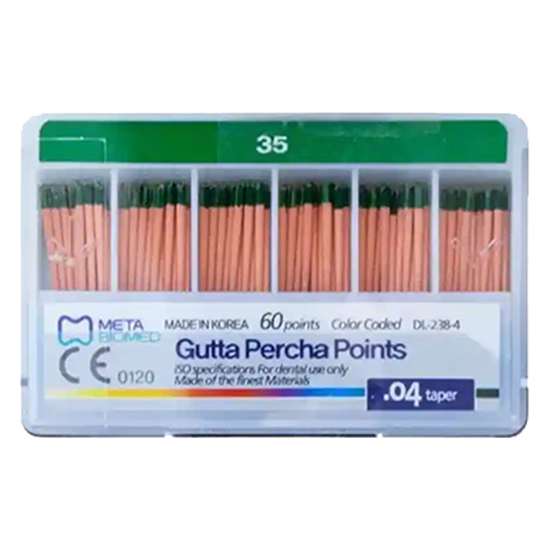 گوتا پرکا 4 درصد Meta Biomed Gutta Percha Points | دندونیا | فروشگاه تخصصی تجهیزات و مواد دندانپزشکی 🦷 گوتا پرکا 4 درصد Meta Biomed Gutta Percha Points