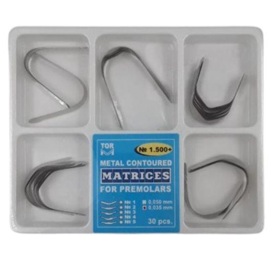 کیت ماتریس منحنی مولار +TOR VM Contoured Matrices kit 1.500 | دندونیا | فروشگاه تخصصی تجهیزات و مواد دندانپزشکی 🦷 کیت ماتریس منحنی مولار +TOR VM Contoured Matrices kit 1.500